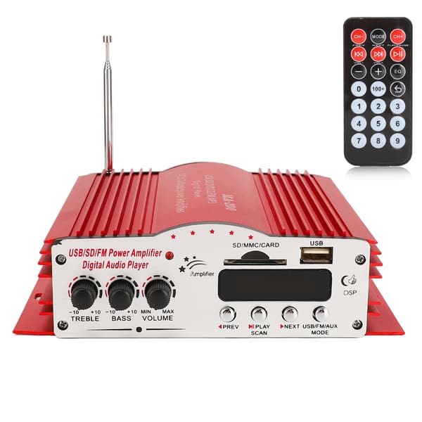 Bilforsterker Digital lydforsterker 30W 4CH stereoforsterker Universal for MP3 MP4 DVD VCD FM USB-avspilling