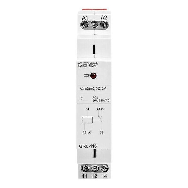 Apurele AC/DC12V Elektromagneettinen rele SPDT Moduuli Rele Din-kisko GR8-116 16A-B13