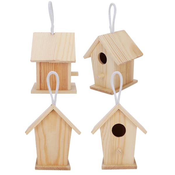 4 stk. Mini udendørs hængende fuglehus redebur ornament til havebalkon