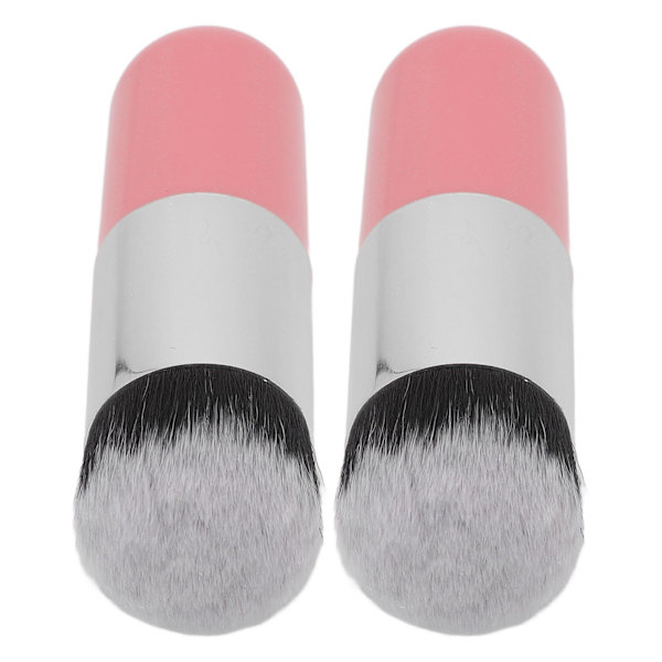 2 STK Foundation Brush Bedårende Buttet bærbar makeup børste Blødt Comestic Tool Pink Sølv