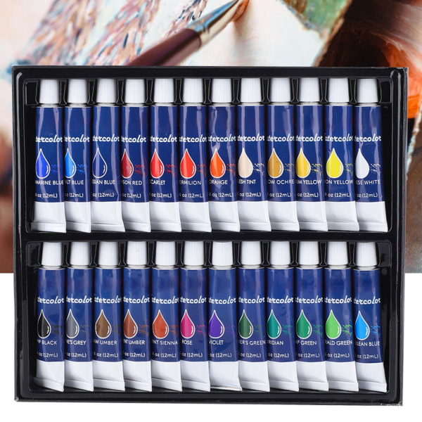 Farverigt farvesæt - 24 farver, 12 ml hver, til DIY-pigmentmaling og -tegning