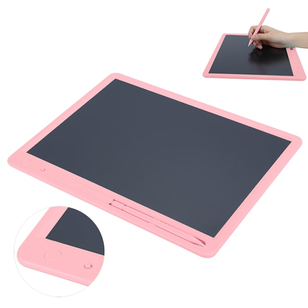 15in LCD-skrivetavle, fargerik, fet håndskrift, barns smarte elektroniske doodle-tavle, rosa