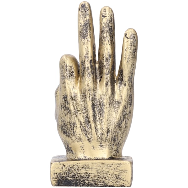 Harpiks Finger Statue OK Gest Skulptur Skrivebordsornamenter Hjem Retro Dekorasjon Messing Farge