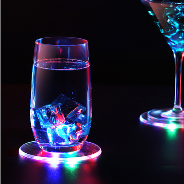 Gennemsigtig selvlysende Coaster Rund LED Cup Mat Drikkeglas Luminous Mat
