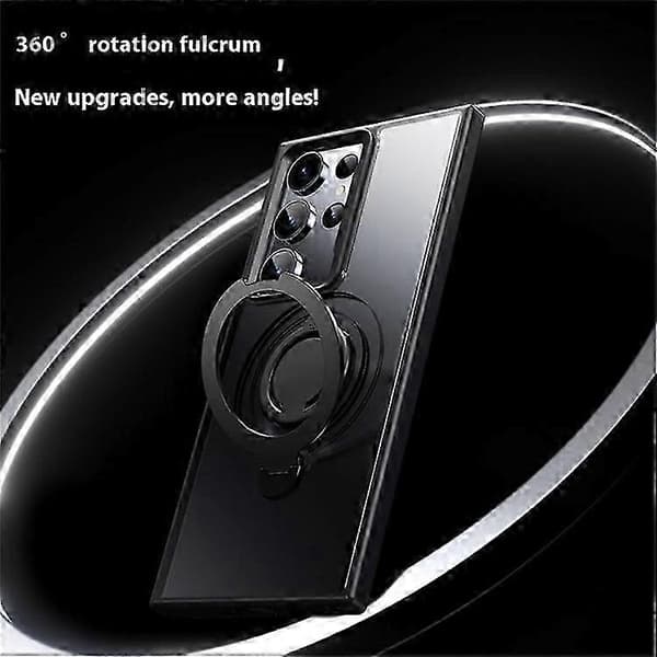Magnetic MagSafe Case for Galaxy S23 Ultra with Stand, Matte PC+TPU Shell and Silicone Ring Grey