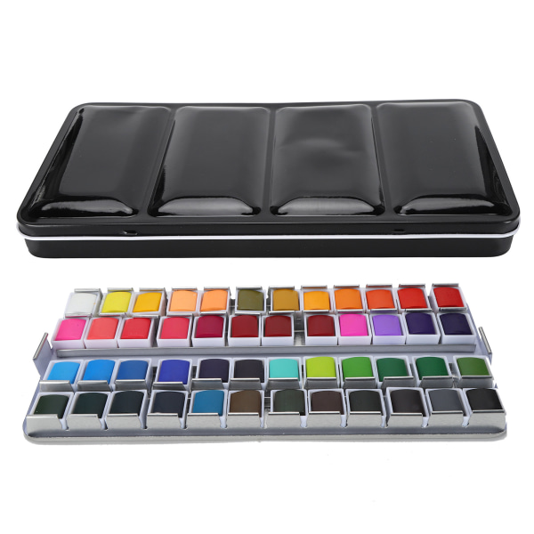 Akvarelfarve Bærbar Bright Color Akvarel Pigment Sæt Paint Supplies med Box48 farver