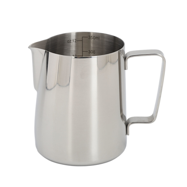 Dra blomsterkopp i rostfritt stål, konstgjord skumkopp, spetsig mun, kaffeskumtillverkningskanna för hemkafé, 350 ml, naturlig färg