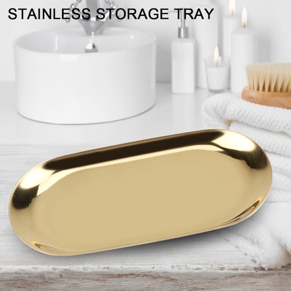 Nordic Style Rustfri Opbevaringsbakke Kosmetik Smykker kageplade til kontorborde(Golden S)