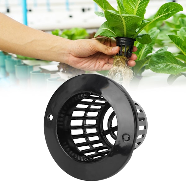 50 stk. PP Hydroponics Net Pot Jordløs Dyrkning Blomster Plantning Gro Mesh Kurv Sort