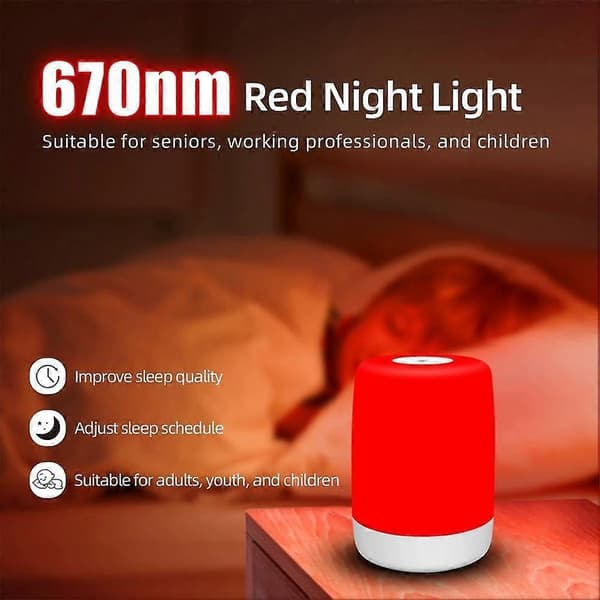 Red Night Light Red Light Therapy Sleep, 670nm Red Light Night Lamp for Sleep, Zero Blue Light, Touch & Remote Control, For Supporting Deep Relaxation
