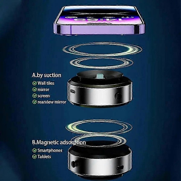 Intelligent Mobiltelefonholder Dobbeltsidet Bilholder Magnetisk Universal Adsorptionsbeslag Vakuumadsorption Stabil Til Telefon sølv