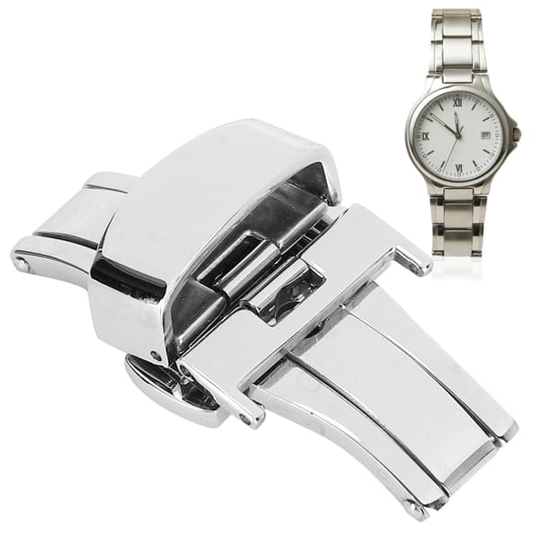 Klocklås i rostfritt stål Armbandsspänne Ersättningstillbehör Silver18MM