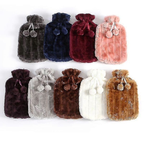 Vinter Faux Fur Gummi Varm Børne 2 Liter Hånd Fod Varmer Solid Husholdnings Vandpose DGZD Lysegrå
