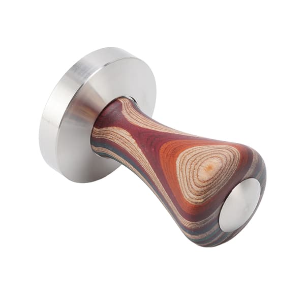 Fargerik kaffe-tamper i tre, flat, rustfritt stålbase, pulverpresse for kaffetilbehør 58 mm