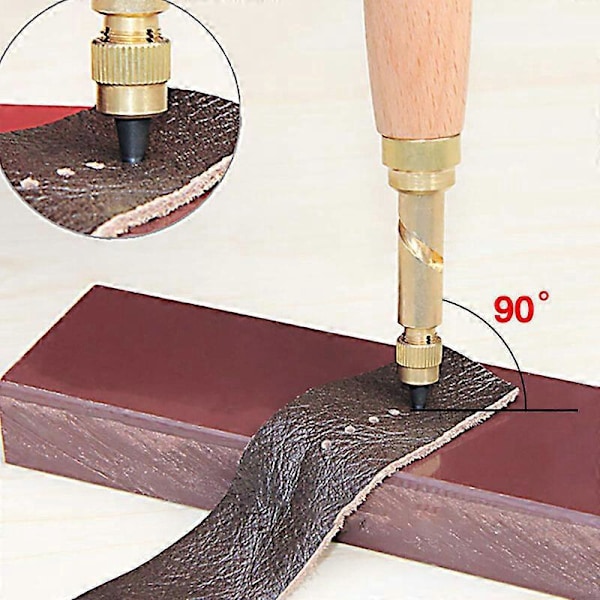 Automatiskt hålslagverktyg, läderdoseringsverktyg med 5 utbytbara huvuden, DIY-handverktyg för läderpapper, sömnad av PVC-banner
