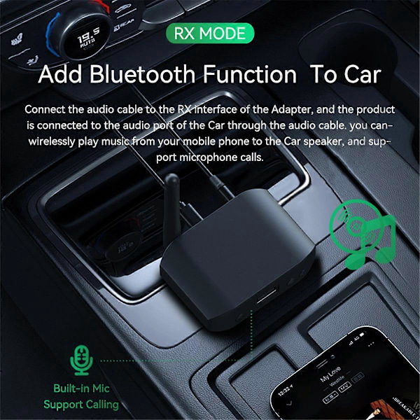 Bluetooth 5.3 Audio Adapteri 2-in-1 Lähetin Vastaanotin Ei Akkua