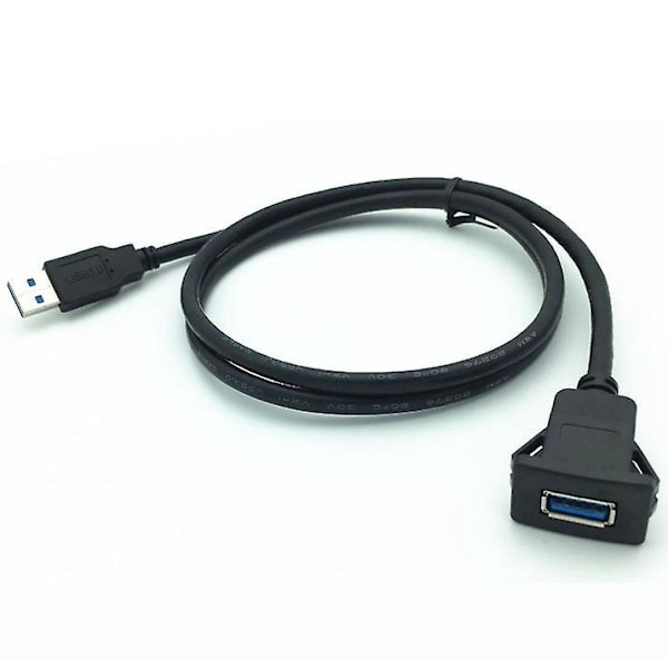 USB Panel Infälld Monteringskabel USB 3.0 Förlängning USB-fäste, Instrumentbrädefäste, Infällt Fäste, Panelmonteringskabel, För Bil, Båt, Motorcykel (fyrkantig enkel USB 3.0