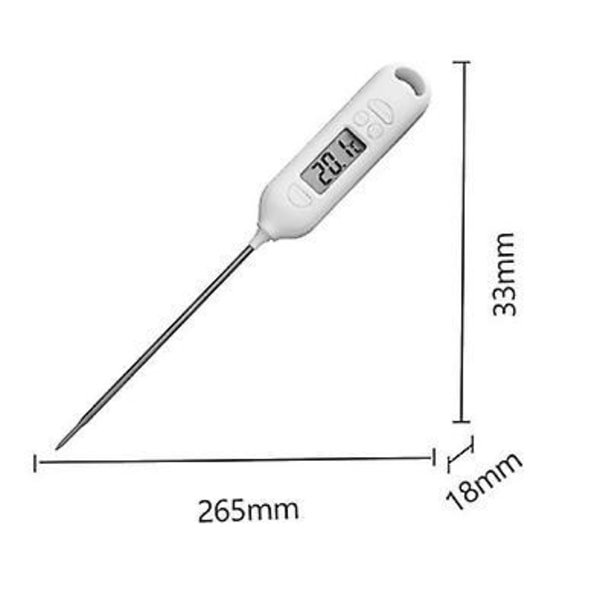 Digital stektermometer, snabb stektermometer med lång sond och LCD-display för mjölk, vin, BBQ och varmvatten