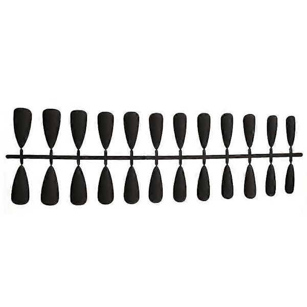 24 falske negle, mat, ensfarvet, medium længde, spids abrikosfarvet, påsætnings falske negle, faux fingerpynt til kvinder og piger (sort)