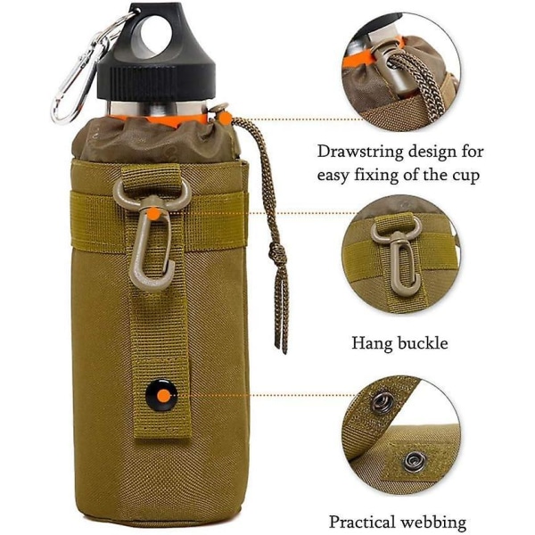 Militær vandflasketaske i nylon til camping, vandreture, cykling, jagt og rejser
