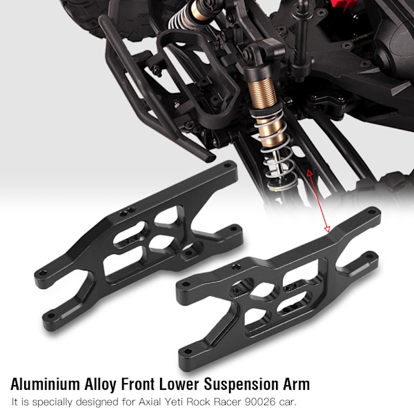 2 st/set Aluminiumlegering Främre Nedre Upphängningsarmar för Axial Rock Racer 90026 (Svart)