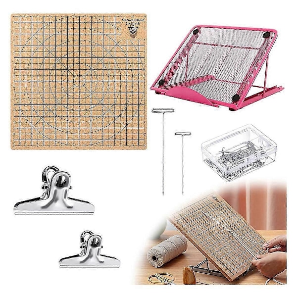 Macrame Brädset med T-Nålklämma, Tillbehör Stickning Hantverkshjälp, Macrame och Knådningsbräda, M