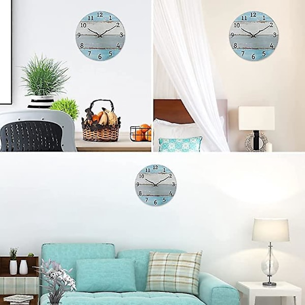30 cm Hiljainen Tikittämätön Puinen Koristeellinen Pyöreä Seinäkello Paristokäyttöinen, Oksan Muotoiset Viisarit Maalaistyylinen Retro Koriste Halliin