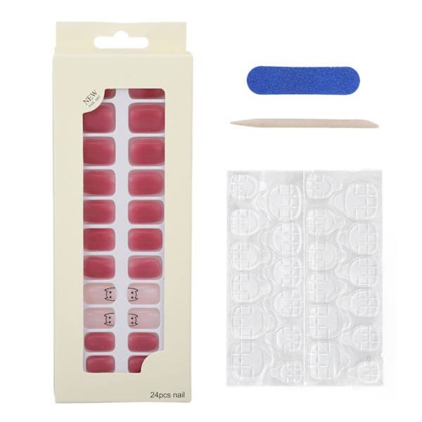 Bärbar Falsk Nail Jelly Lim Full Wraps Säker konstgjord falsk nagel med nagelverktygssats för kvinnor tjejer B11