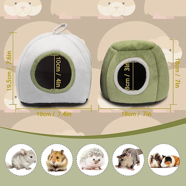 Mukava Koti Kääpiöjänisille ja Muille Pienille Eläimille - Lämmin Piilopaikka Hamsterille, Chinchilloille, Kääpiöjänisille ja Siileille (2 kpl)