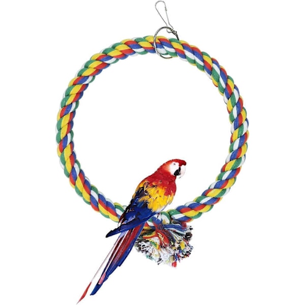 Fågelgunga, Hängande Leksaker för Burar Bomullsrepsgunga Bittålig Sittpinne Leksak Papegojleksak Motverkar Uttråkning för Undulater, Nymfparakiter, Conures, Finkar, Små