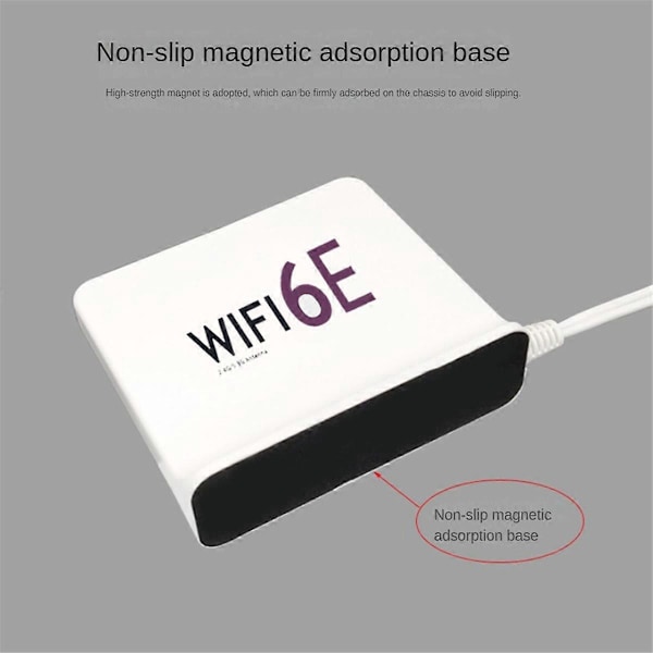 Bærbar 2.4G/5G/6G WiFi 6E Antenne til Netværkskort, Hvid