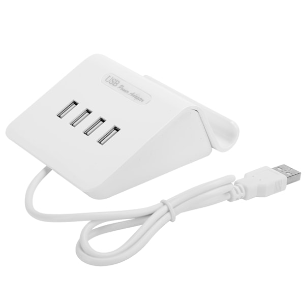 4-porttinen USB-keskitinjakaja virtalähde puhelintelineellä Android/IOS-matkapuhelimelle, kannettavalle tietokoneelle, valkoinen
