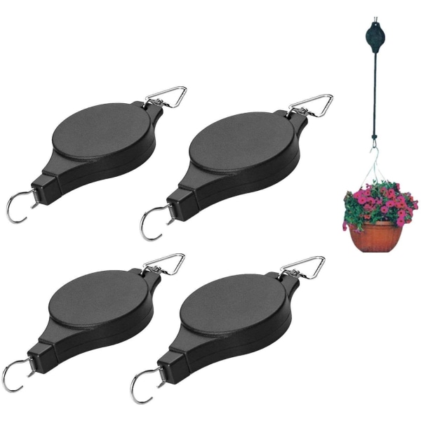 Adjustable Plant Pulleys - Set of 4, Retractable Hanging Hook for Baskets and Bird Feeders