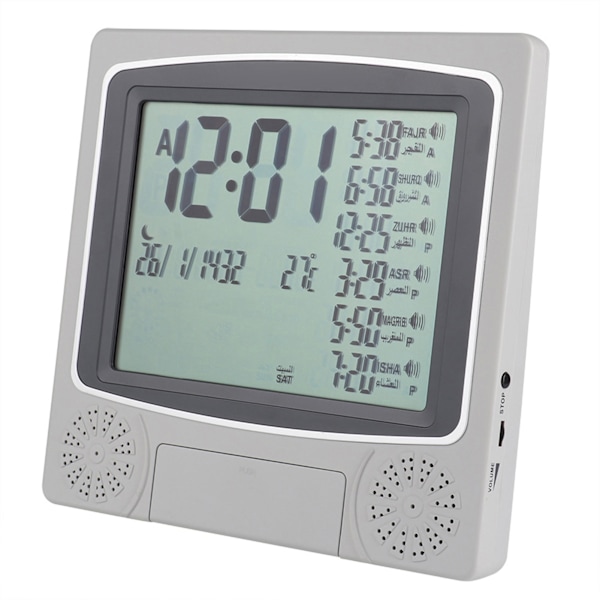 Azan Clock Prayer Timer Digital Bordklokke Mulsim Bønnealarm (Ingen batteri)