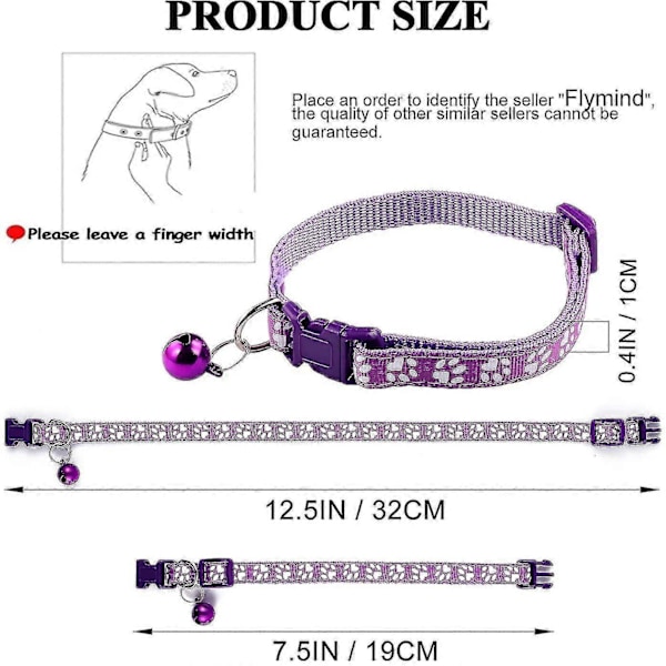 19 st Valp ID Halsband Med Bjällra Justerbara 19-32cm, Mjuka Justerbara Reflex Identifieringshalsband i Nylon För Nyfödda Husdjur -GSL