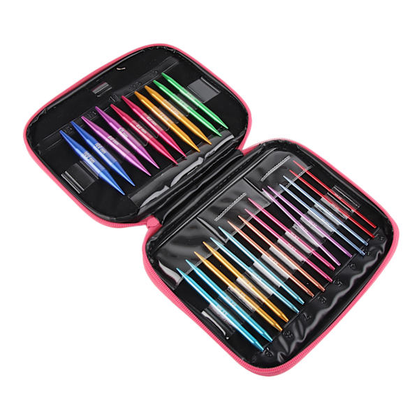 Utbytbara nålar Set Färgglada runda stickor i aluminium Set för DIY Craft