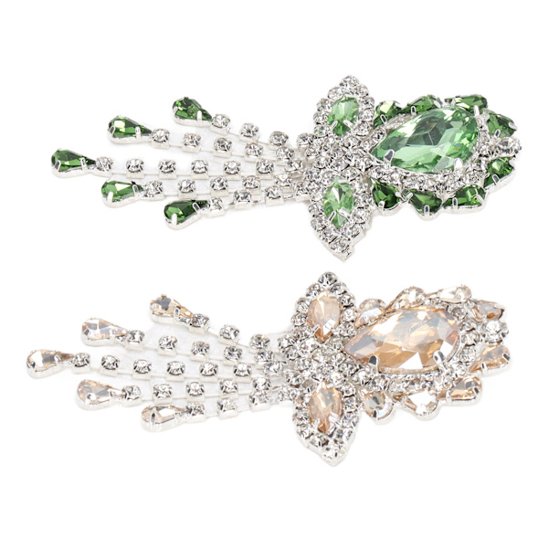2 st bröllopsbukett broscher nål blomma form gräsgrön champagne glans kristall strass broscher för fest