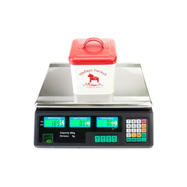 ACS-30 40kg/5g Digital Prisberegningsvægt til Grøntsager UK Stik Sølv & Sort