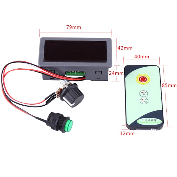 6V 12V 24V PWM DC motorhastighedsregulator digitalt display med infrarød fjernbetjening-1 stk.