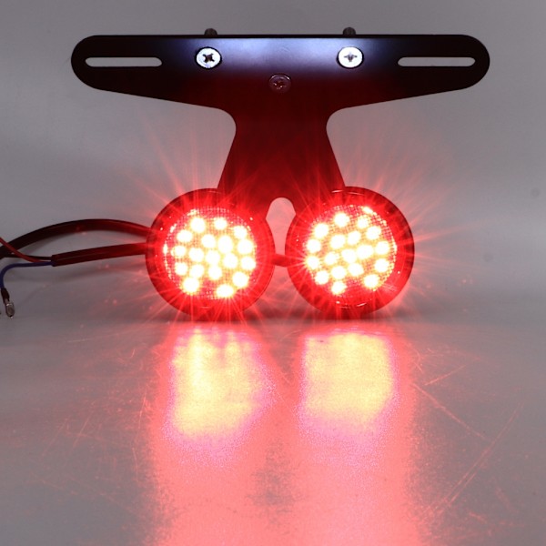 Universal Motorcykel Modifikation Sort 2 Hoved LED Brems Baglygte Hale Signal Lys Lampe