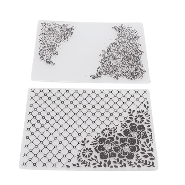 2 st plastpräglingsmapp Clear Concave Convex Texture DIY Craft Mallar för inbjudningar Kuvert Kort