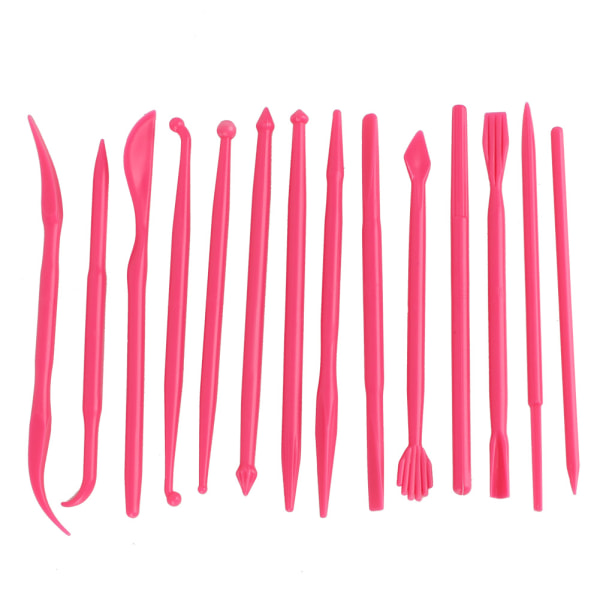 14 stk DIY Plastic Clay Sculpting Set Pottery Shaper Polymer Modeling Håndværktøj (roserød)