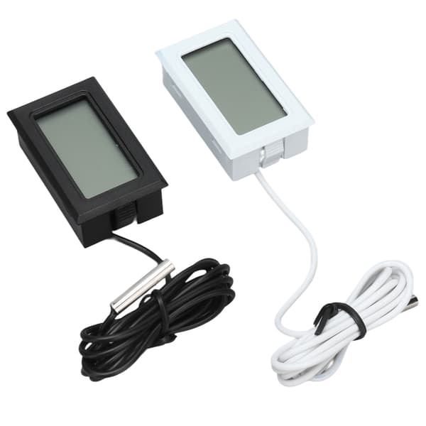 2 stk. Elektronisk Digital Termometer Termostat Temperaturmåler 2s Opdatering med Probe (Sort Hvid)