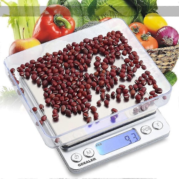 Digital Gramvåg 500g 0.01g Köksvåg Hög Precision Silver