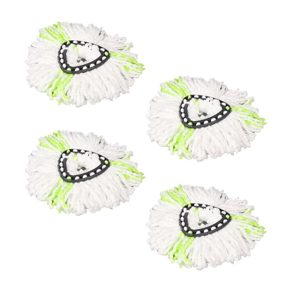 4-pakning Spin Mop Erstatningshode Trekant Gjenbrukbart Mikrofiber Roterende Mopphode for Gulvrengjøring Grønn 4 stk