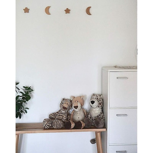 Väggkrokar för barn Trä Väggmonterad Klädhängare för Hängande Väskor Handdukar och Jackor Skandinavisk Inredning Modern Design (Måne Set om 2)