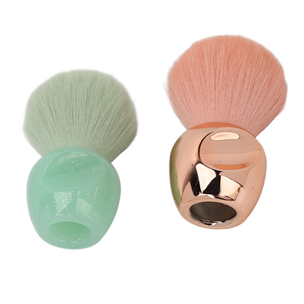 2 stk håndholdt makeup børste Blødt blødt hår Kosmetisk skønhedsbørste til løs pulverblusher Rose Gold Lysegrøn