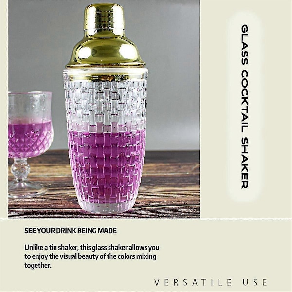 13oz Cocktail Shaker Set i Glas - Glasshaker För Cocktails, Drinkshakers Cocktail Och Cocktailshakers Guld Zekai