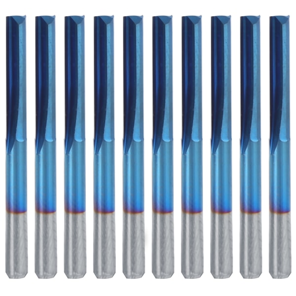 ZDZCYS17DL 10 st hårdmetall 3,175 mm handtag 2-flöjlig rak fräs blå