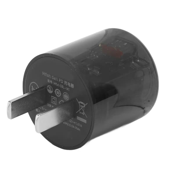 20W Hurtigoplader PC Transparent USB C Interface Vægoplader Mobiltelefontilbehør til IPhone 13 12 11 US Stik 100‑240V Sort
